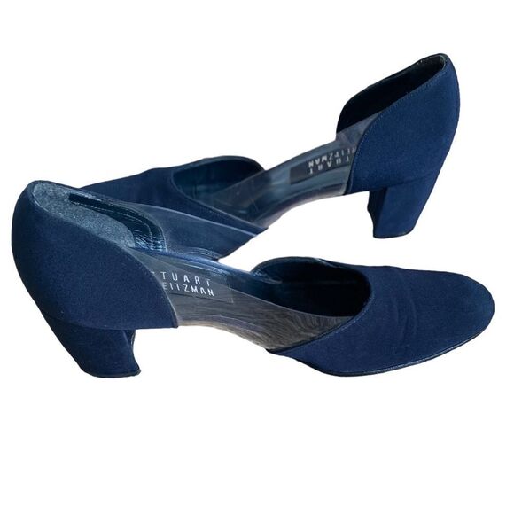Staurt Weitzman Navy Blue Satin Heels - Picture 2 of 6